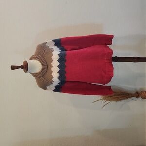 Boden Red and Brown Crew Neck Sweater